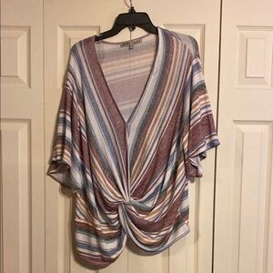 Gypsies & Moondust V-Neck Sweater with Earthy Stripes